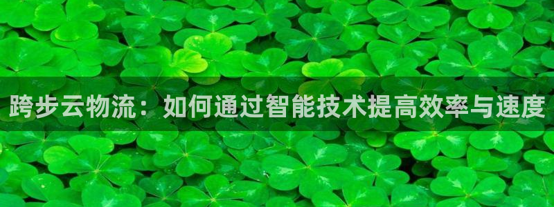 豪门国际分分28预测：跨步云物流：如何通过智能技术提高效率与